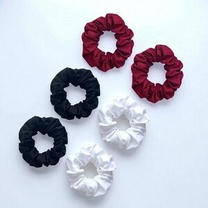 Set of Black, Red, and White Scrunchies